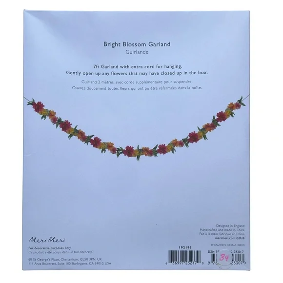 BRAND NEW MERI MERI BRIGHT BLOSSOM TROPICAL FLORAL 7FT. PARTY GARLAND - Picture 3 of 4
